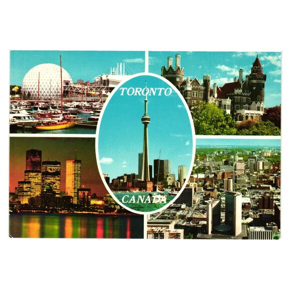 Vintage John Hinde Studios Toronto Canada Postcard Casa Loma Tourist Skyline - Picture 1 of 2